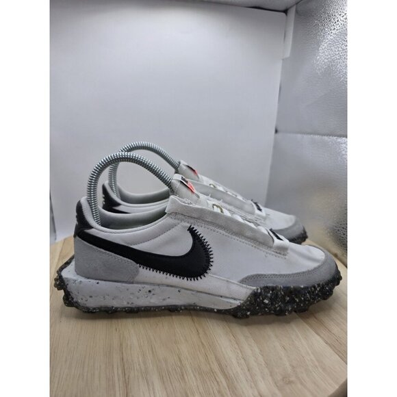 Nike Womens Waffle Racer Crater Running Shoe White/Black CT1983 104 size 6.5 - Picture 1 of 7